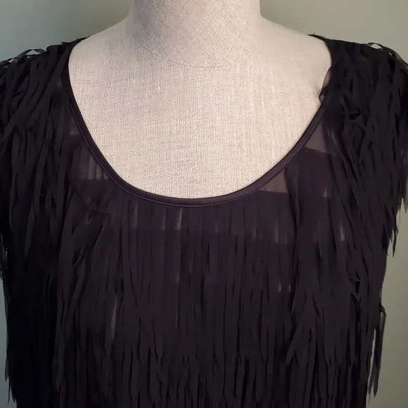 Marciano Black Dress with Fringe Size S - Picture 4 of 6